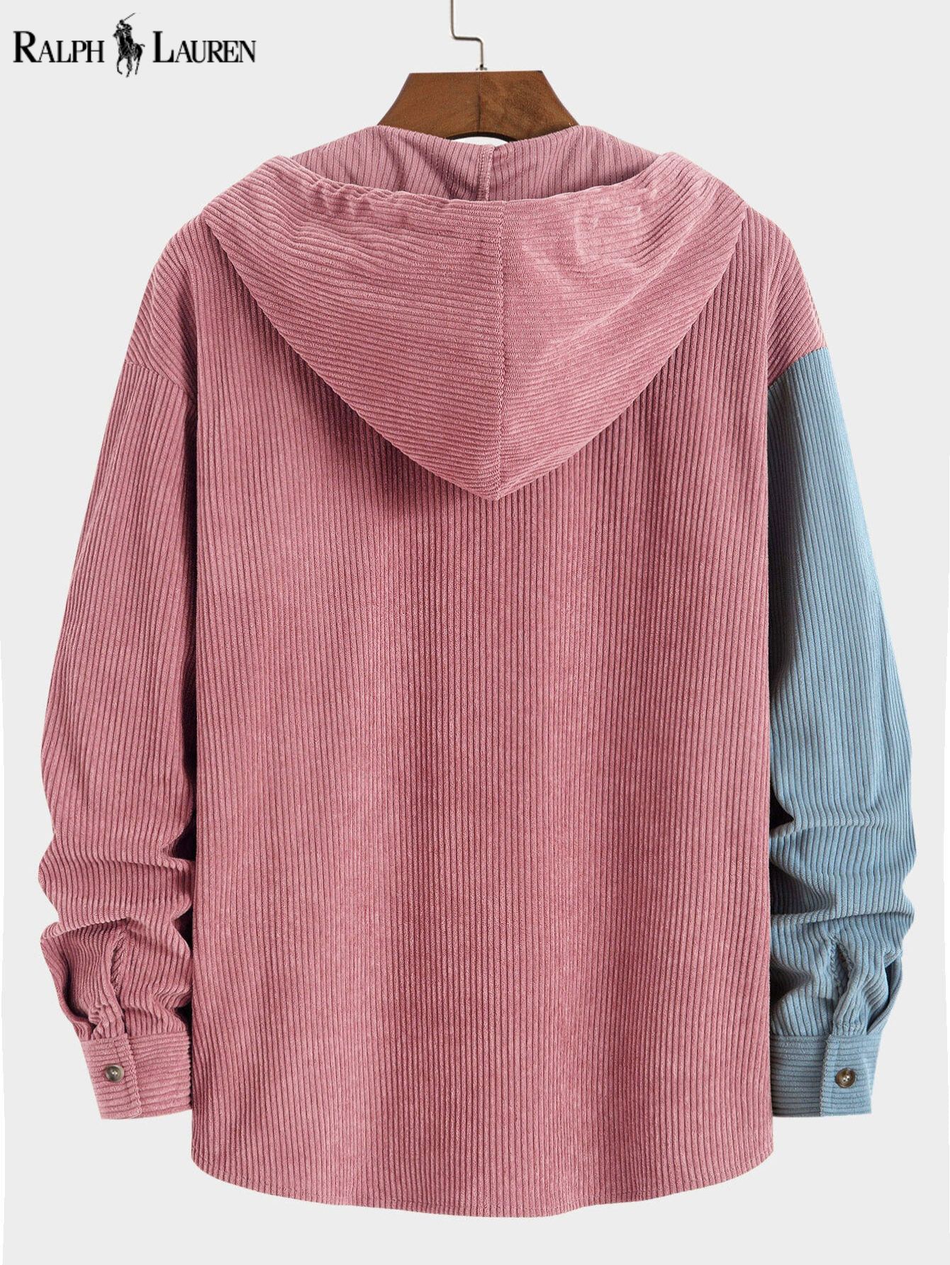 ᏒᎪᏞᏢᎻ ᏞᎪՍᏒЕΝ - Chemise à capuche en velours côtelé Relax Fit Colorblock