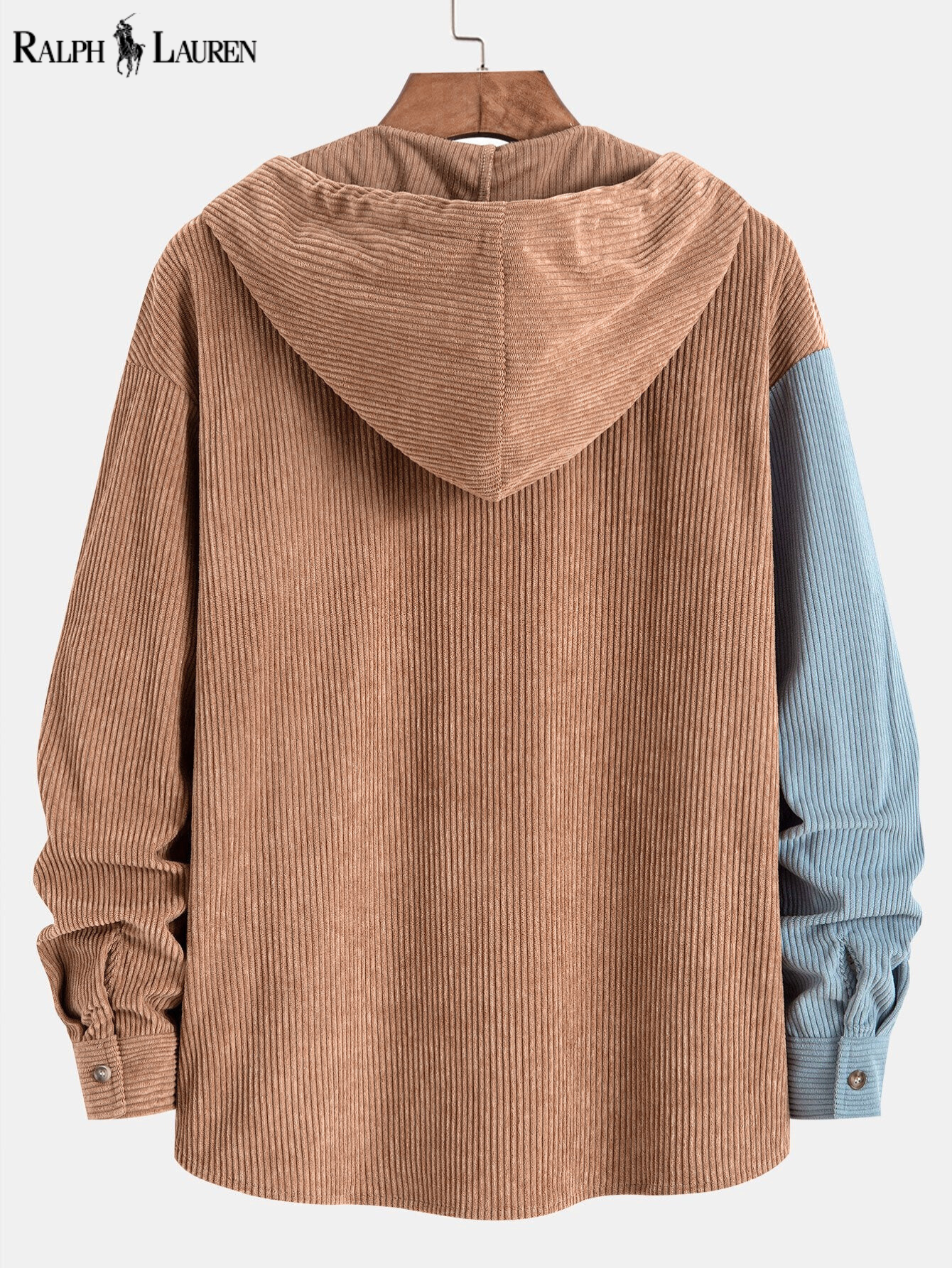 ᏒᎪᏞᏢᎻ ᏞᎪՍᏒЕΝ - Chemise à capuche en velours côtelé Relax Fit Colorblock