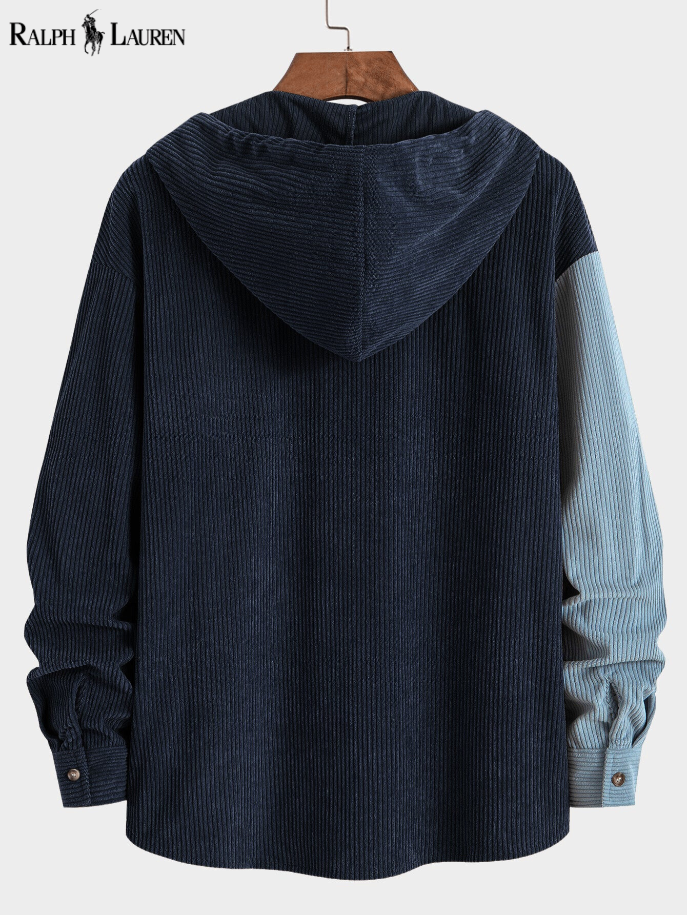 ᏒᎪᏞᏢᎻ ᏞᎪՍᏒЕΝ - Chemise à capuche en velours côtelé Relax Fit Colorblock