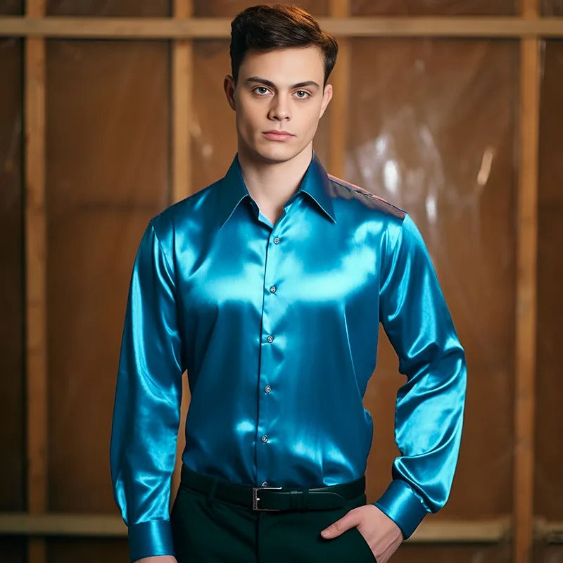 Franjo | Chemise élégante en satin pour hommes