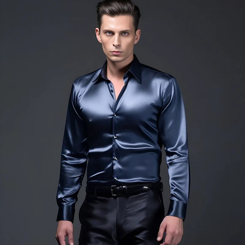 Franjo | Chemise élégante en satin pour hommes